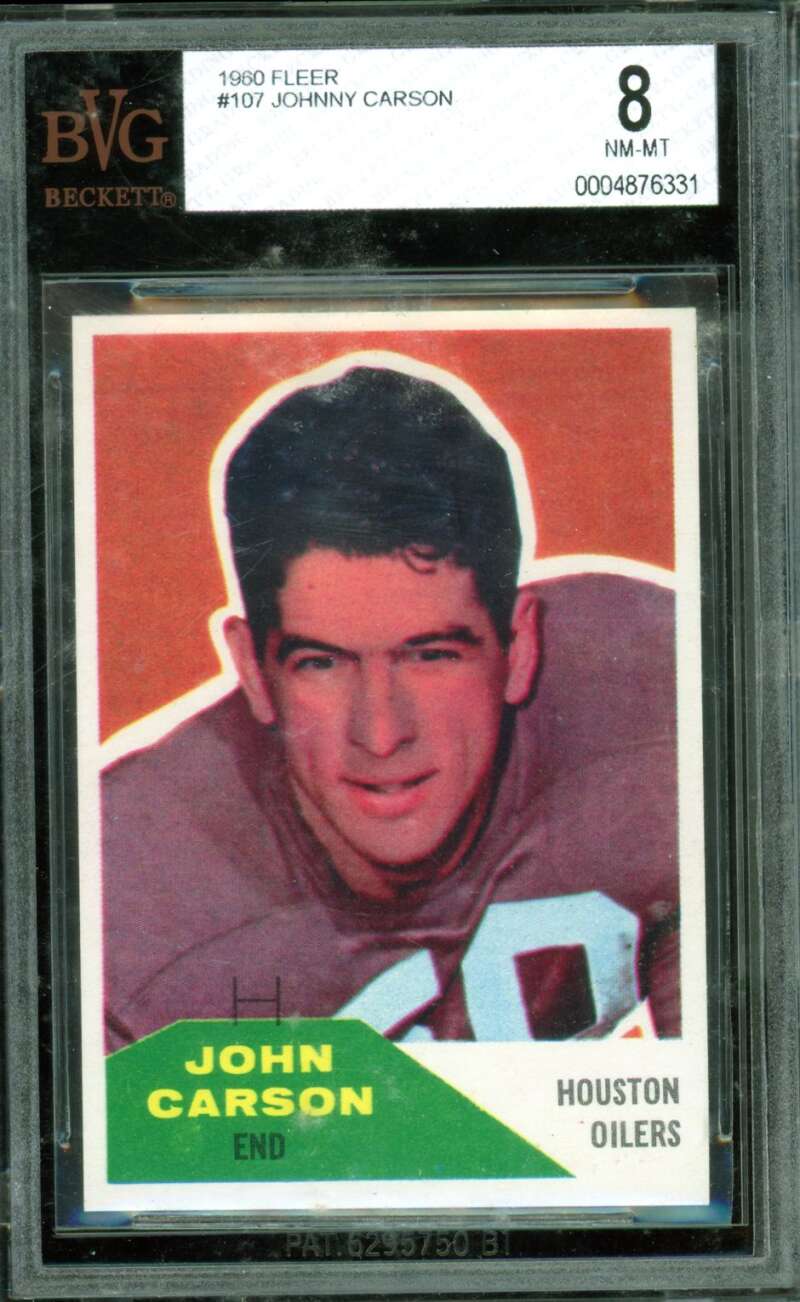 Johnny Carson Card 1960 Fleer #107 BGS BVG 8 (holder stain) Image 1