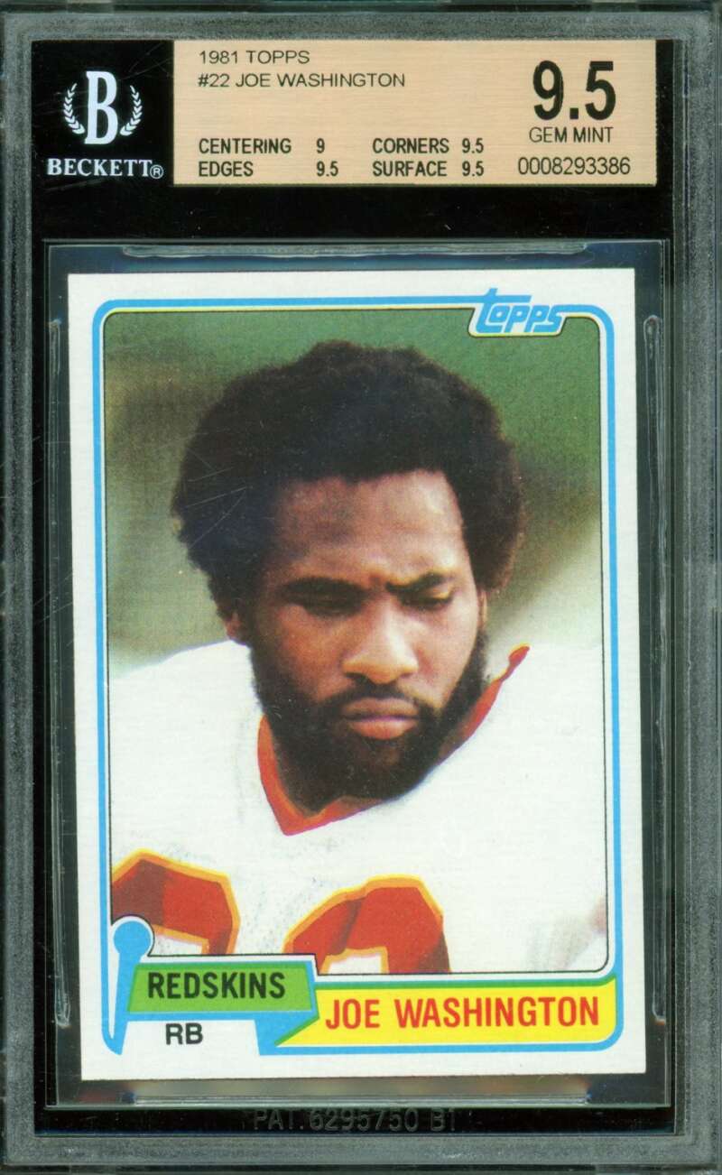 Joe Washington Card 1981 Topps #22 (pop 2) BGS 9.5 Image 1