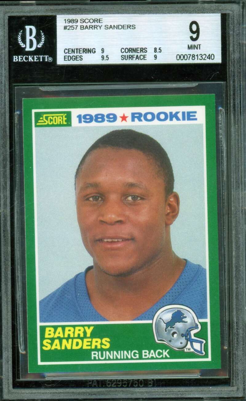 Barry Sanders Rookie Card 1989 Score #257 BGS 9 Image 1
