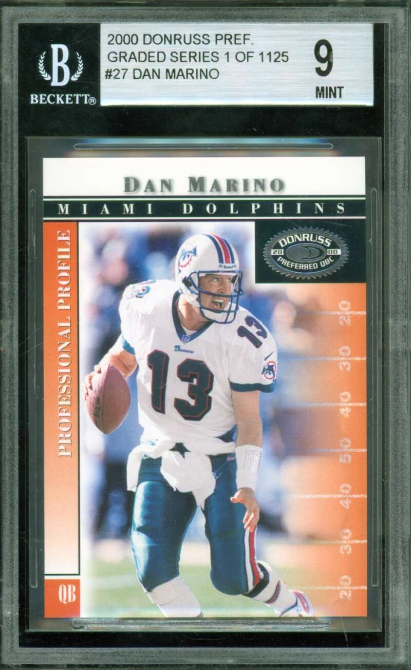 Dan Marino Card 2000 Donruss Pref Graded Series #27 BGS 9 Image 1