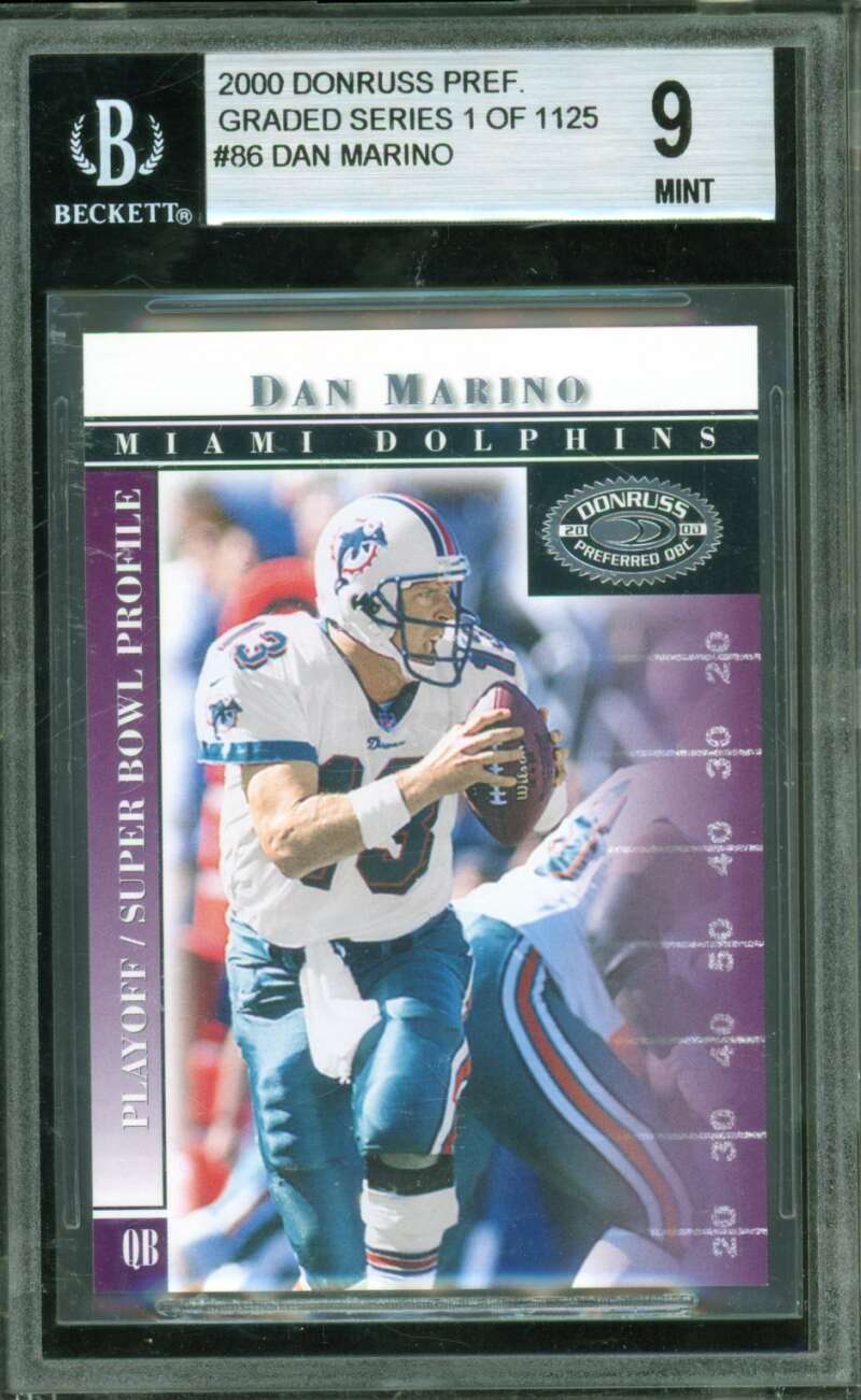 Dan Marino Card 2000 Donruss Pref Graded #86 BGS 9 Image 1