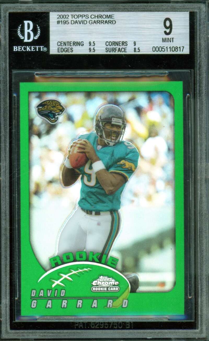 David Garrard Rookie Card 2002 Topps Chrome #195 BGS 9 Image 1