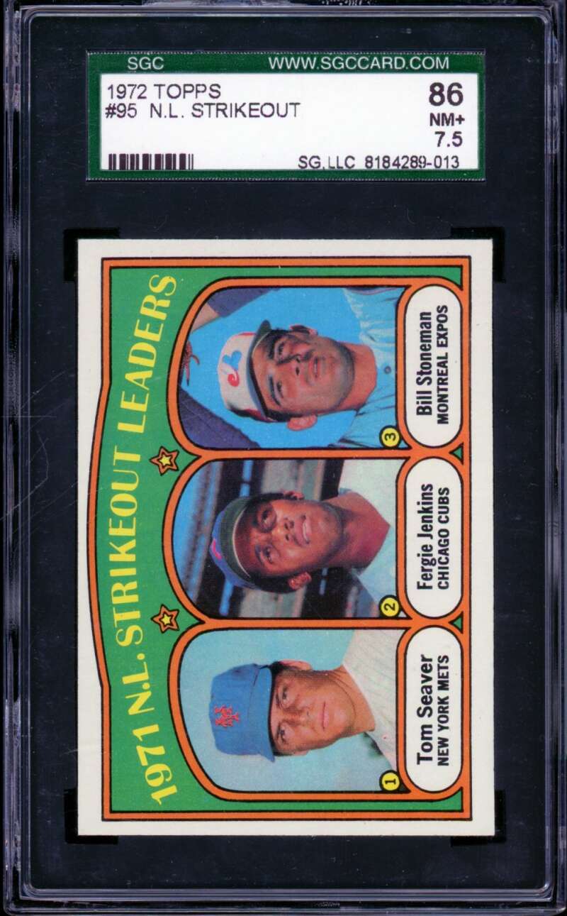 Tom Seaver / Fergie Jenkins N.L. Strikeout Card 1972 Topps #95 SGC 7.5 Image 1