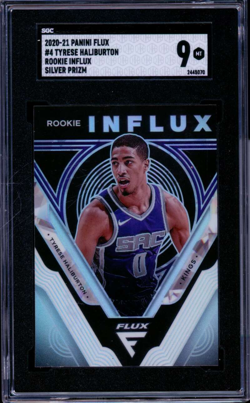 Tyrese Haliburton Rookie Card 2020-21 Panini Flux Influx Silver Prizm #4 SGC 9 Image 1