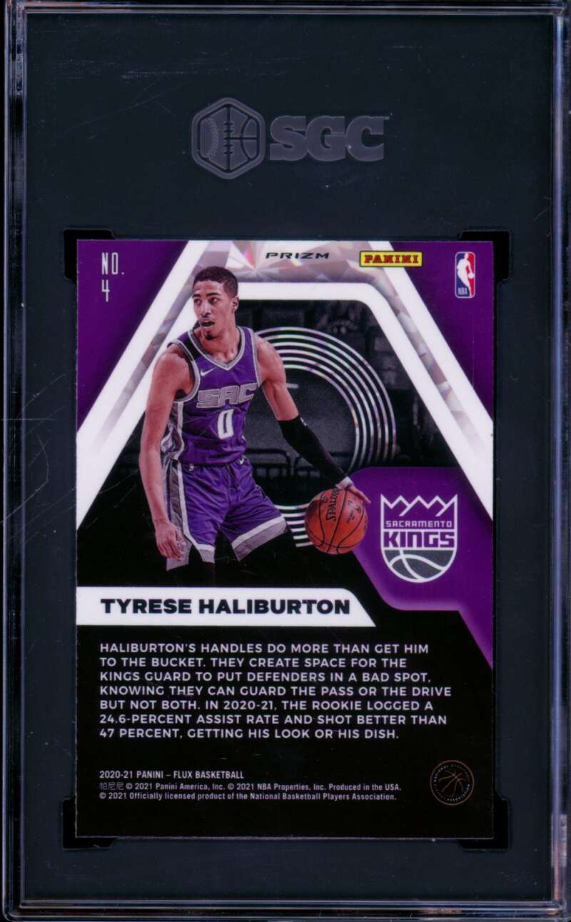 Tyrese Haliburton Rookie Card 2020-21 Panini Flux Influx Silver Prizm #4 SGC 9 Image 2