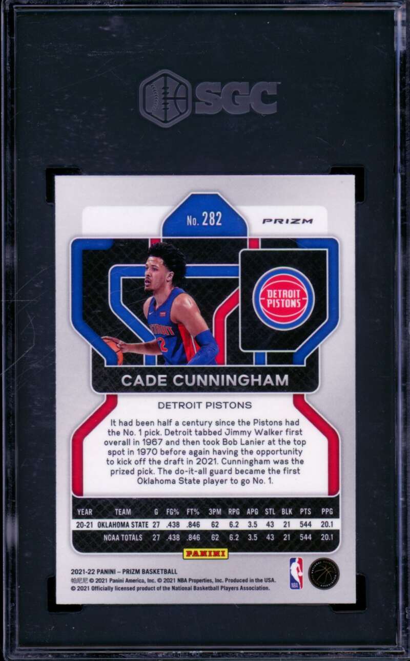 Cade Cunningham Rookie Card 2021-22 Panini Prizm Red Ice #282 SGC 9 Image 2