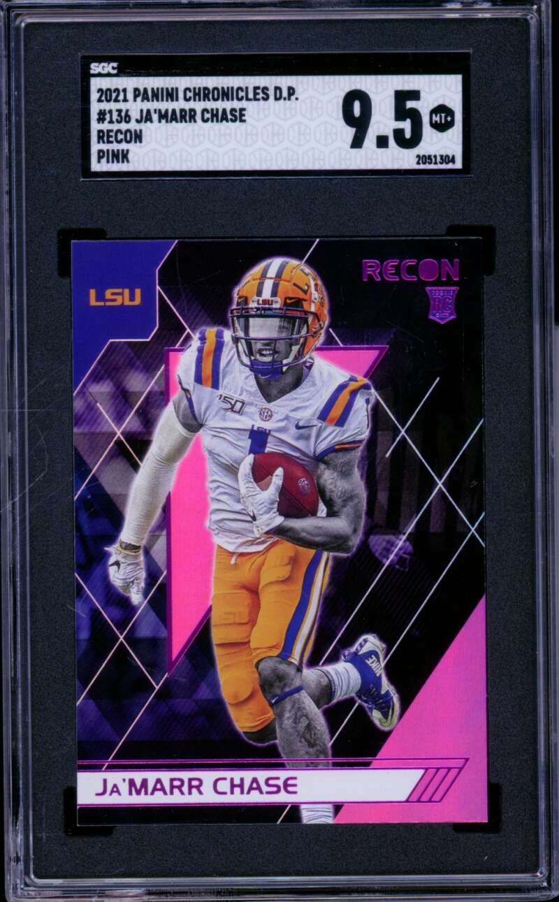 Ja'Marr Chase Rookie Card 2021 Panini Chronicles D.P. Recon Pink #136 SGC 9.5 Image 1