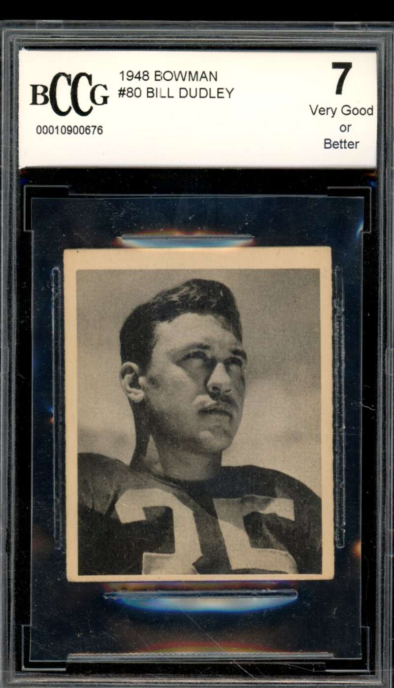 1948 Bowman #80 Bill Dudley Rookie Card BGS BCCG 7 Very Good+ Image 1