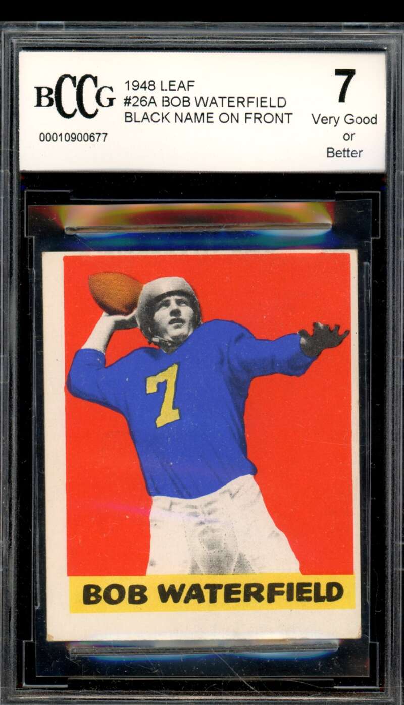 1948 Leaf #26A Bob Waterfield Rookie Card BGS BCCG 7 Very Good+ Image 1