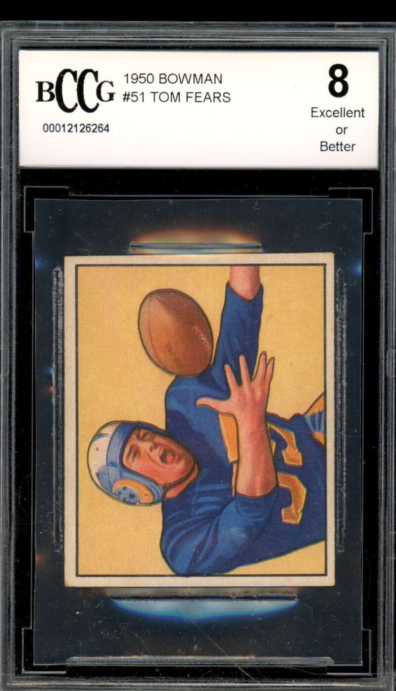 1950 Bowman #51 Tom Fears Rookie Card BGS BCCG 8 Excellent+ Image 1