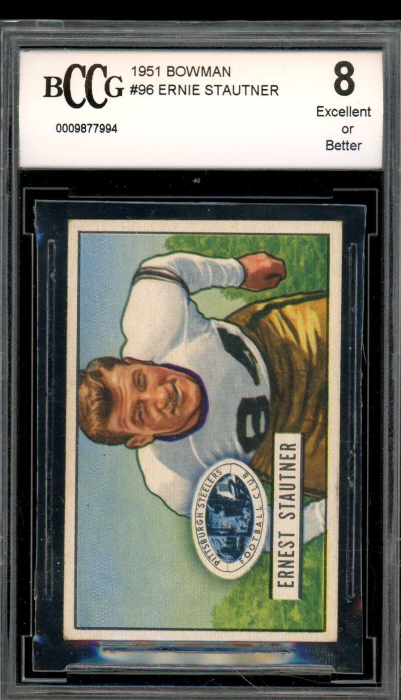 1951 Bowman #96 Ernie Stautner Rookie Card BGS BCCG 8 Excellent+ Image 1