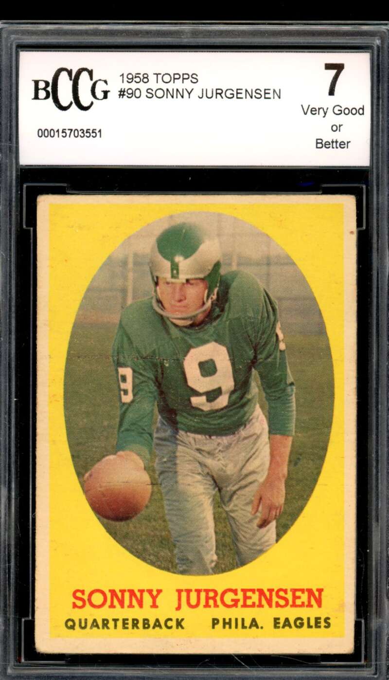 1958 Topps #90 Sonny Jurgensen Rookie Card BGS BCCG 7 Very Good+ Image 1