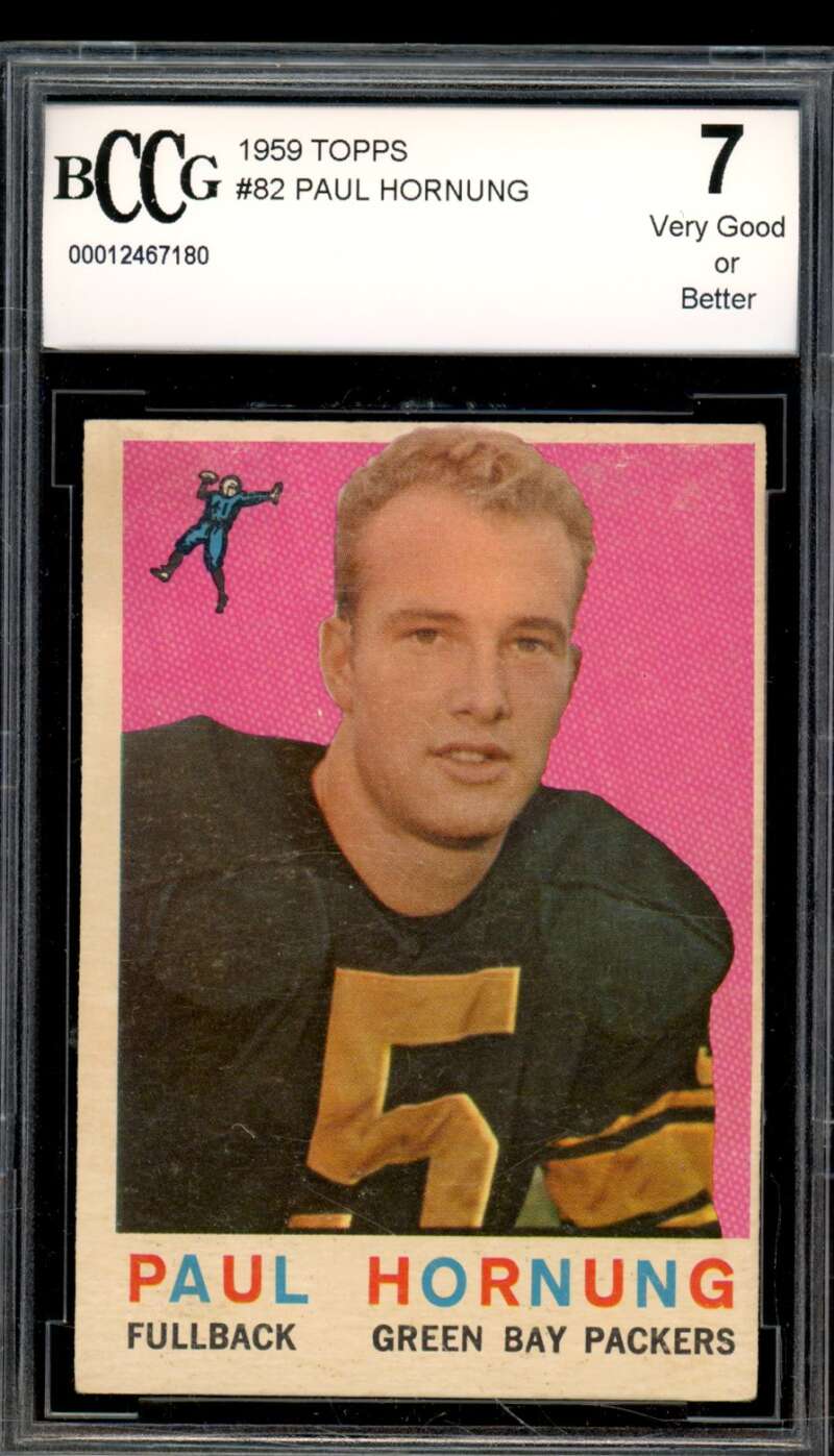 1959 Topps #82 Paul Hornung Card PSA 7 Very Good+ Image 1