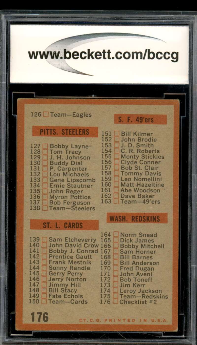 1962 Topps #176 Checklist Card BGS BCCG 7 Very Good+ Image 2