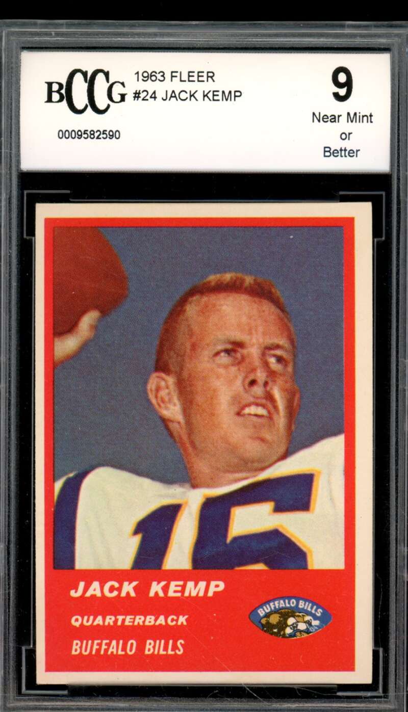 1963 Fleer #24 Jack Kemp Card BGS BCCG 9 Near Mint+ Image 1