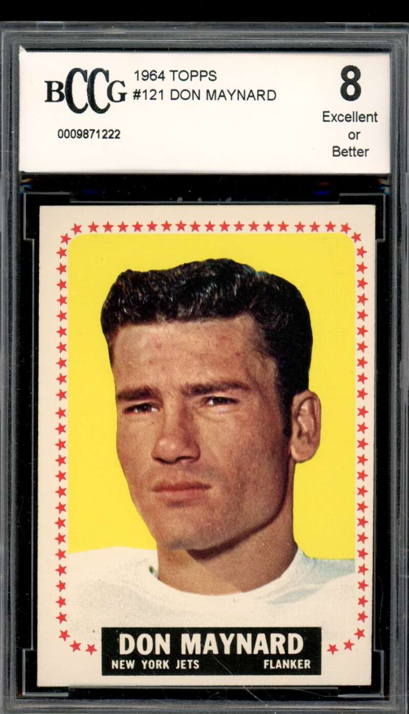 1964 Topps #121 Don Maynard Card BGS BCCG 8 Excellent+ Image 1