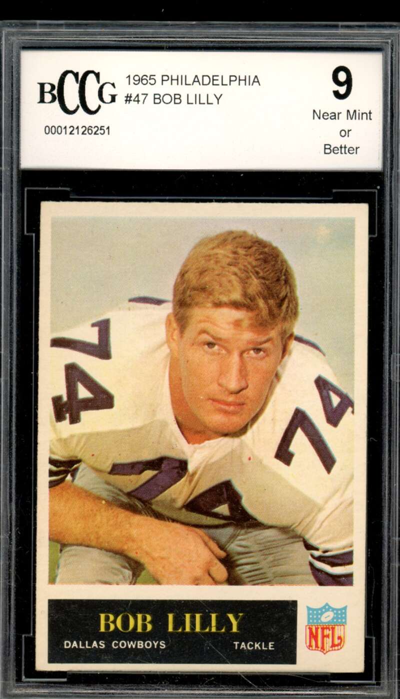 1965 Philadelphia #47 Bob Lilly Card BGS BCCG 9 Near Mint+ Image 1