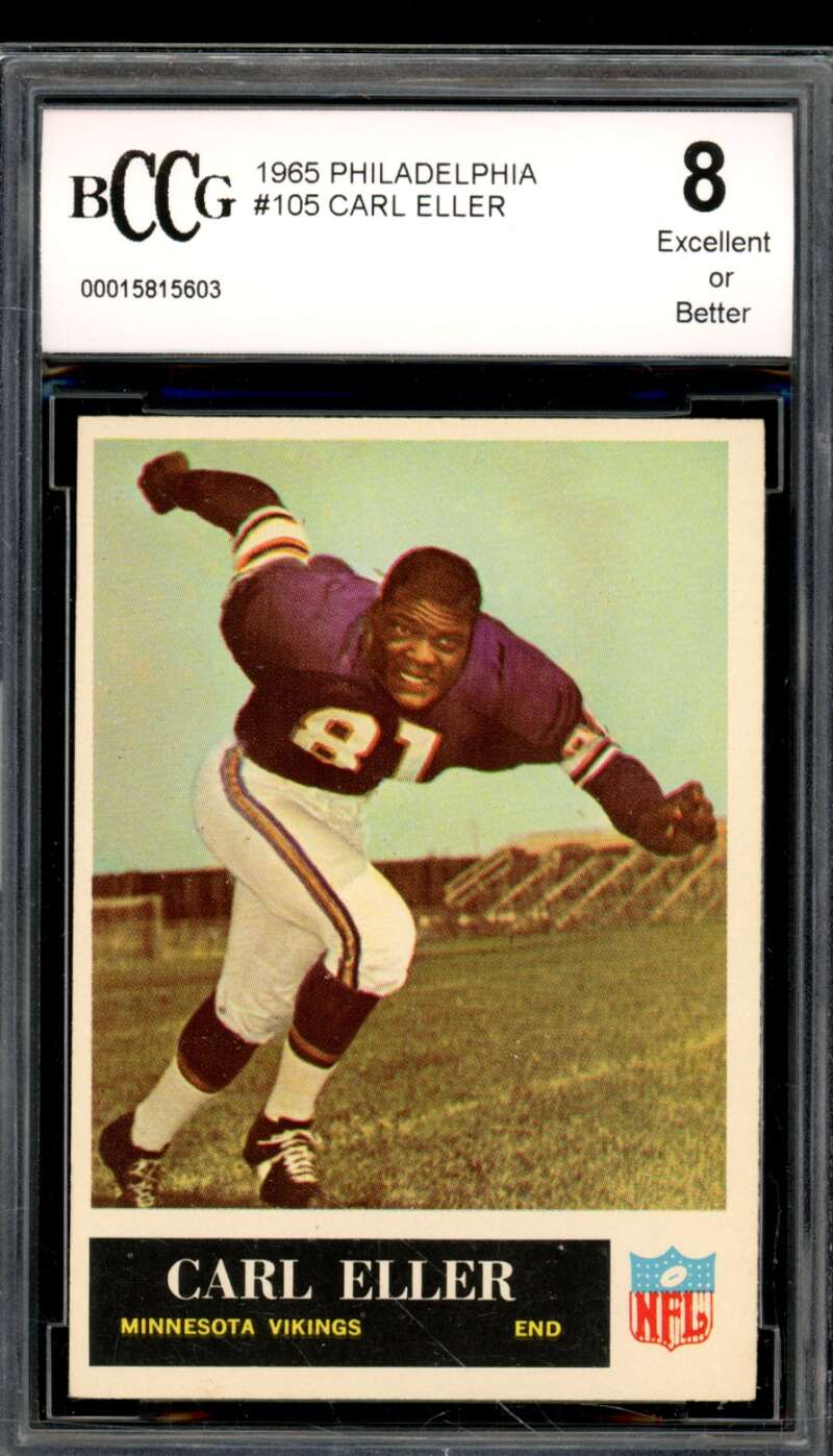 1965 Philadelphia #105 Carl Eller Card BGS BCCG 8 Excellent+ Image 1