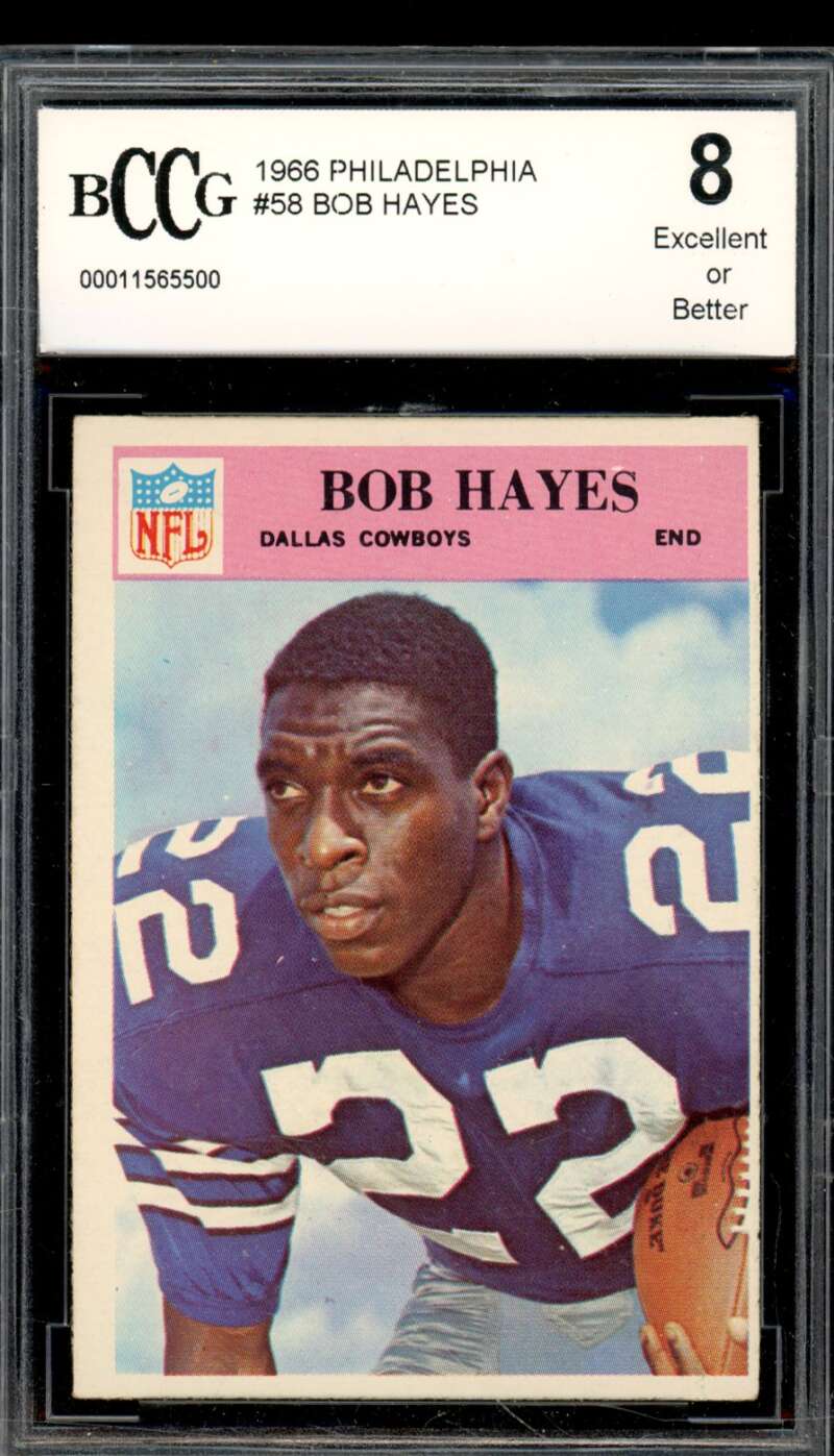 1966 Philadelphia #58 Bob Hayes Rookie Card Card BGS BCCG 8 Excellent+ Image 1