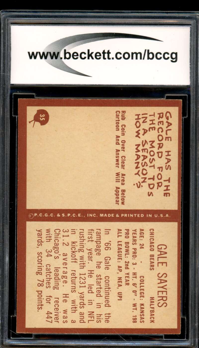 1967 Philadelphia #35 Gale Sayers Card BGS BCCG 8 Excellent+ Image 2
