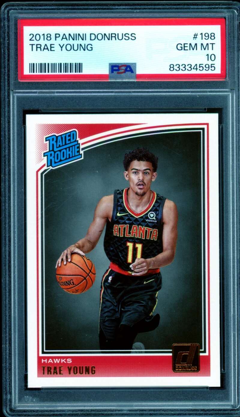 Trae Young Rookie Card 2018-19 Panini Donruss #198 PSA 10 Image 1