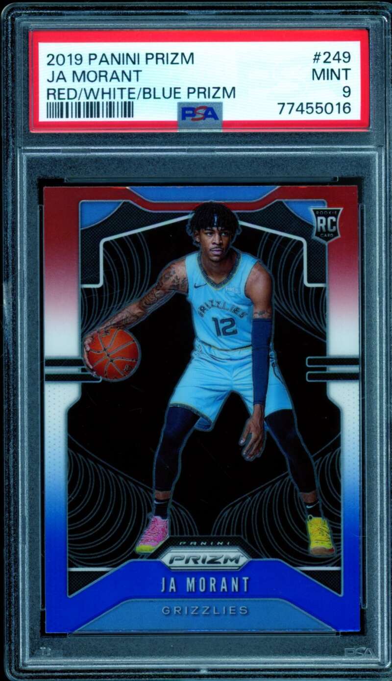 Ja Morant Rookie Card 2019-20 Panini Prizm Red White Blue #249 PSA 9 Image 1