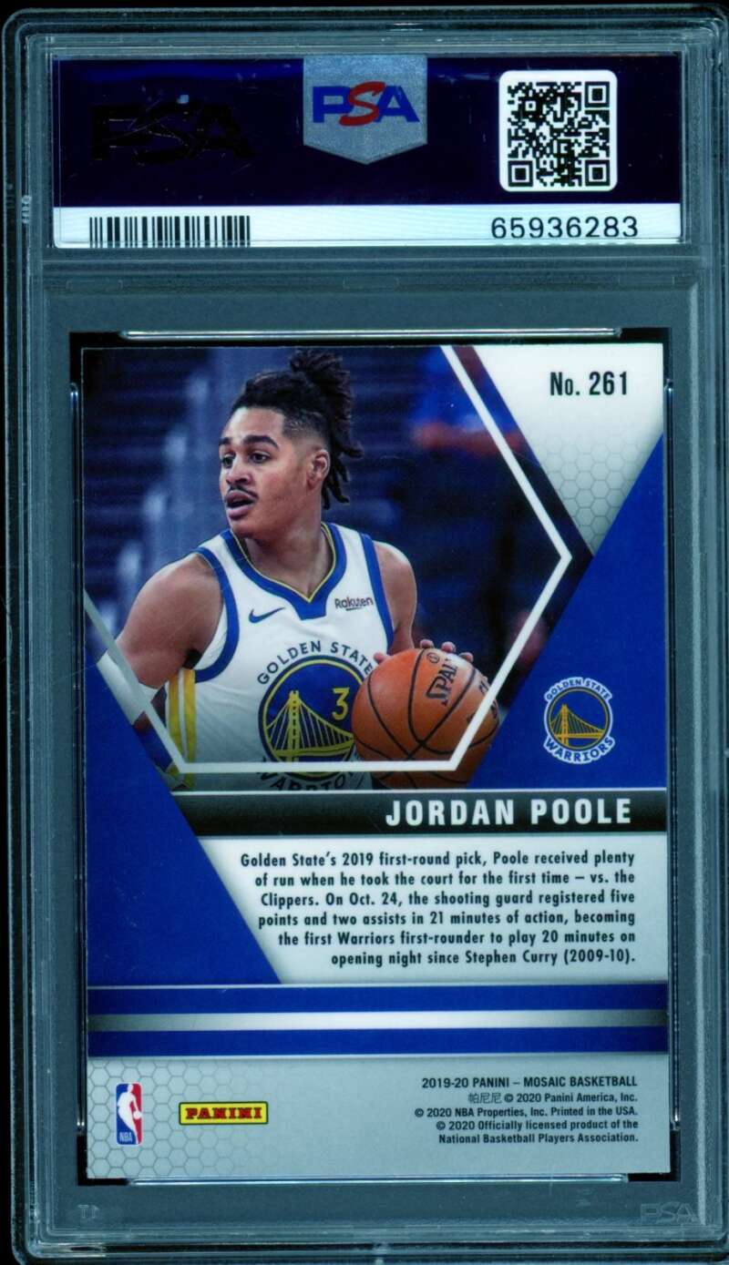 Jordan Poole Rookie Card 2019-20 Panini Mosaic #261 PSA 10 Image 2