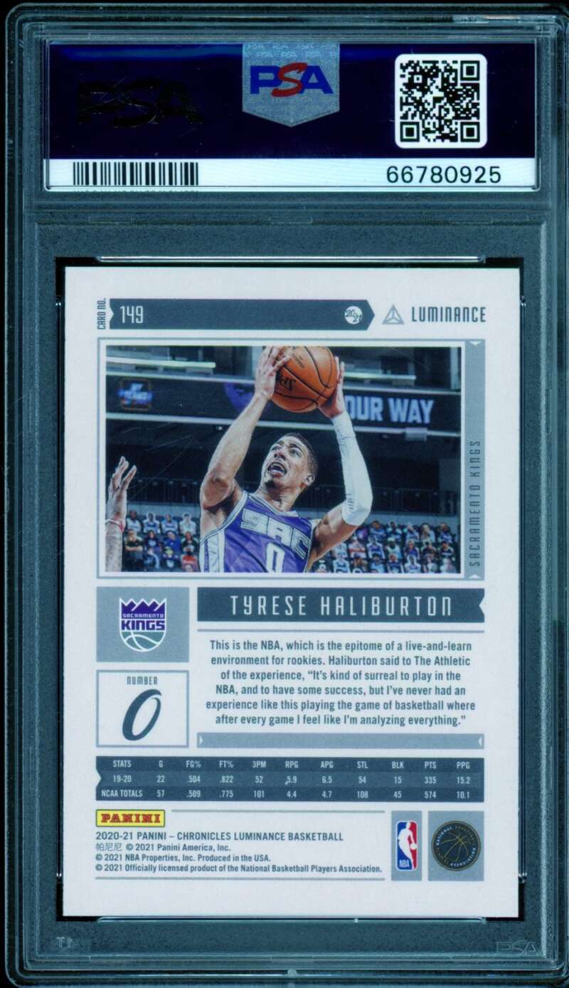 Tyrese Haliburton Rookie Card 2020-21 Chronicles Pink #149 PSA 9 Image 2