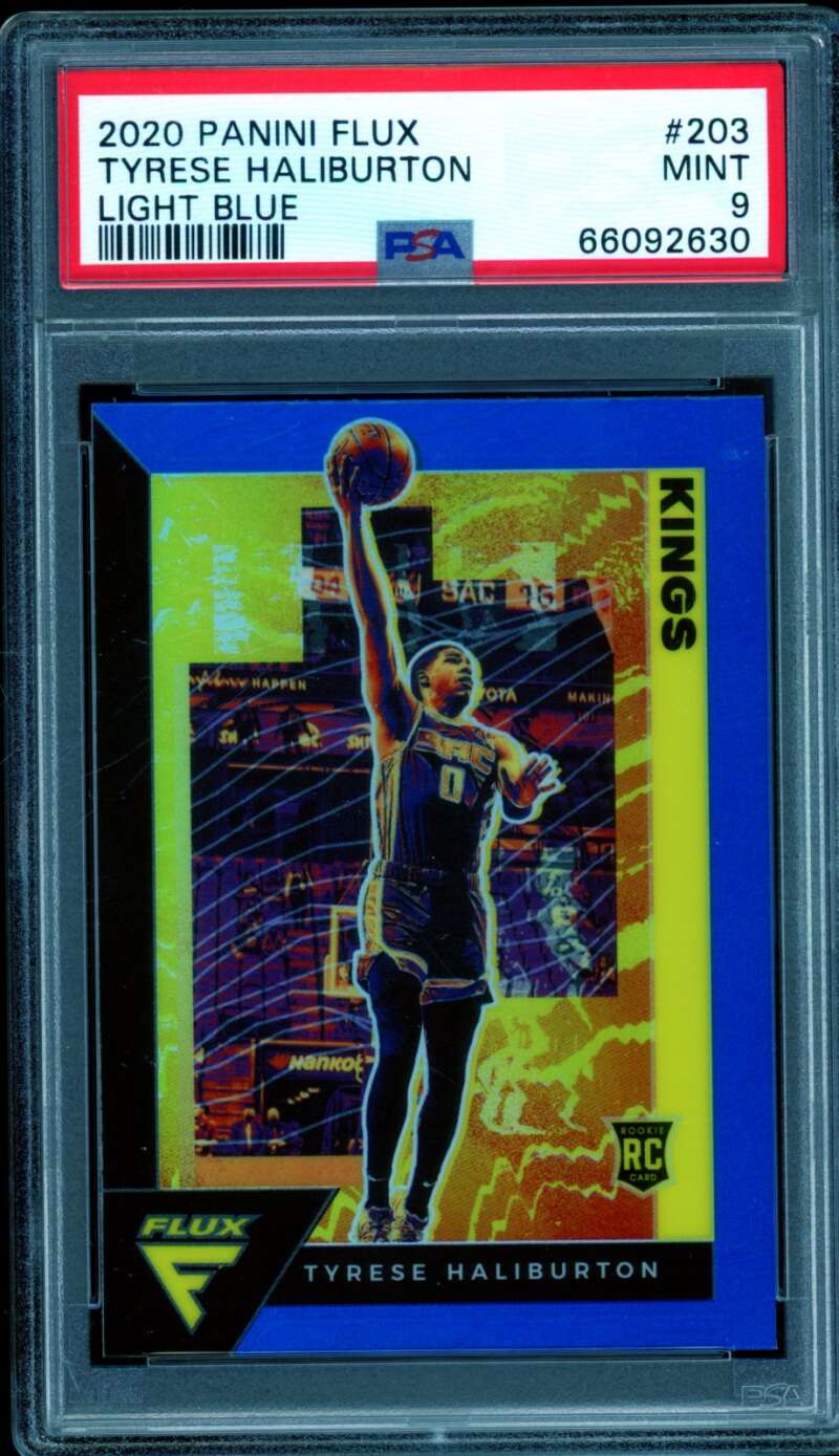 Tyrese Haliburton Rookie Card 2020-21 Panini Flux Light Blue #203 PSA 9 Image 1