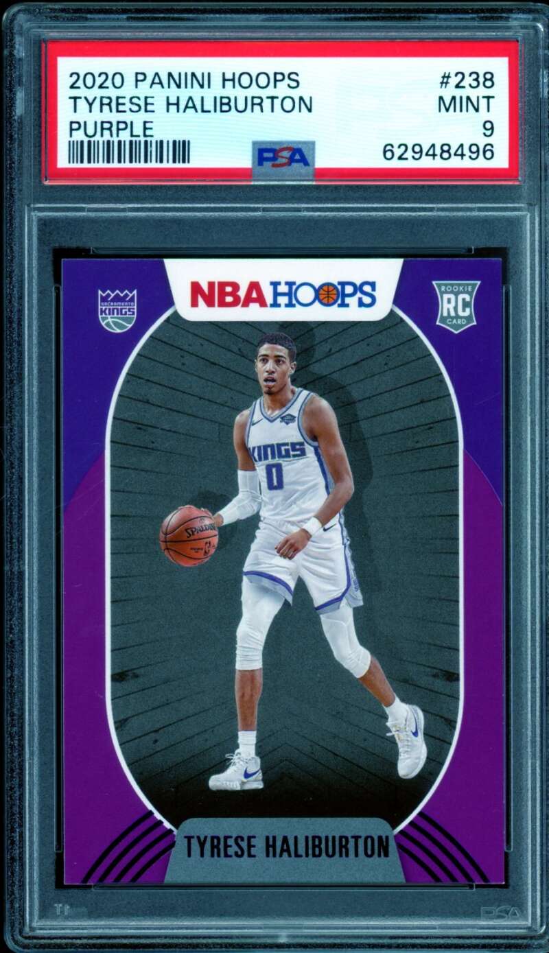 Tyrese Haliburton Rookie Card 2020-21 Panini Hoops Purple #238 PSA 9 Image 1