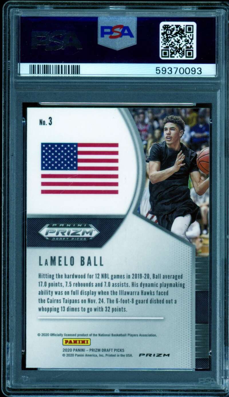 LaMelo Ball Rookie Card 2020-21 Panini Prizm DP Green #3 PSA 9 Image 2