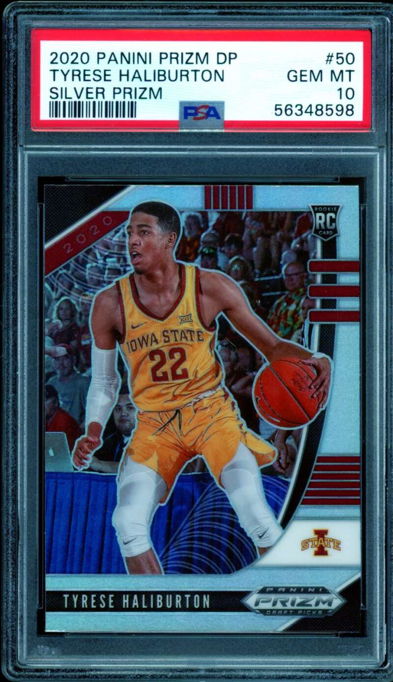 Tyrese Haliburton Rookie Card 2020-21 Panini Prizm DP Silver #50 PSA 10 Image 1
