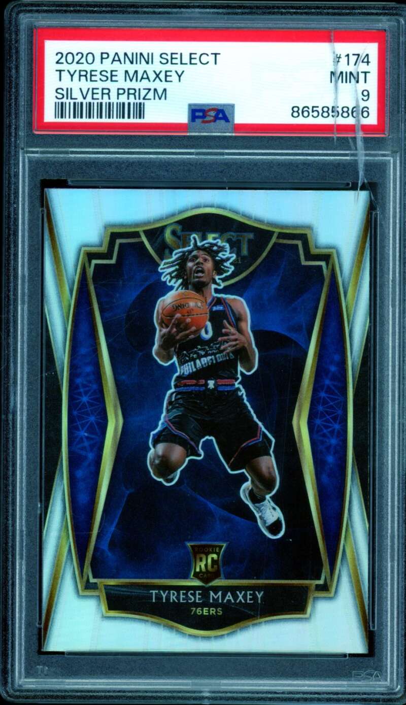 Tyrese Maxey Rookie Card 2020-21 Panini Select #174 PSA 9 (cracked holder) Image 1