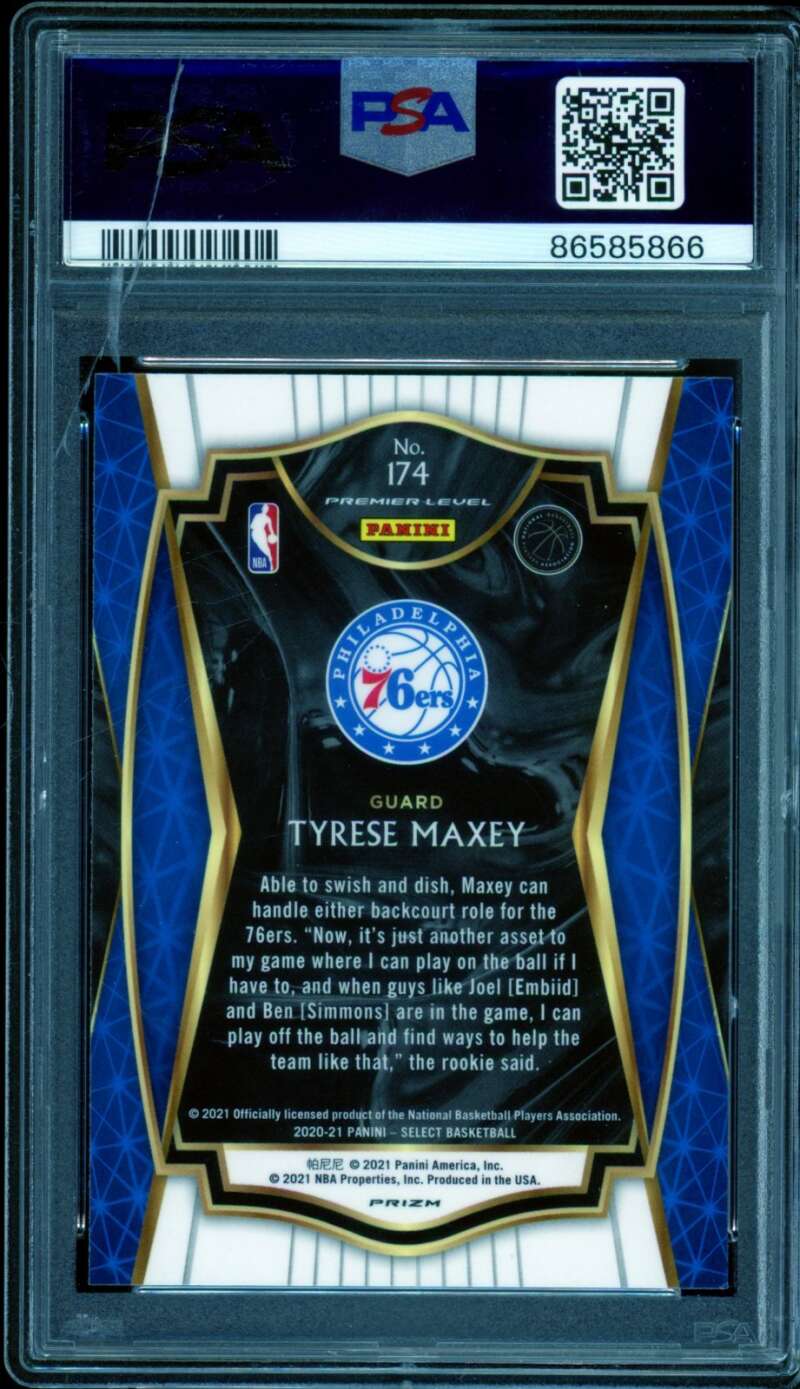 Tyrese Maxey Rookie Card 2020-21 Panini Select #174 PSA 9 (cracked holder) Image 2