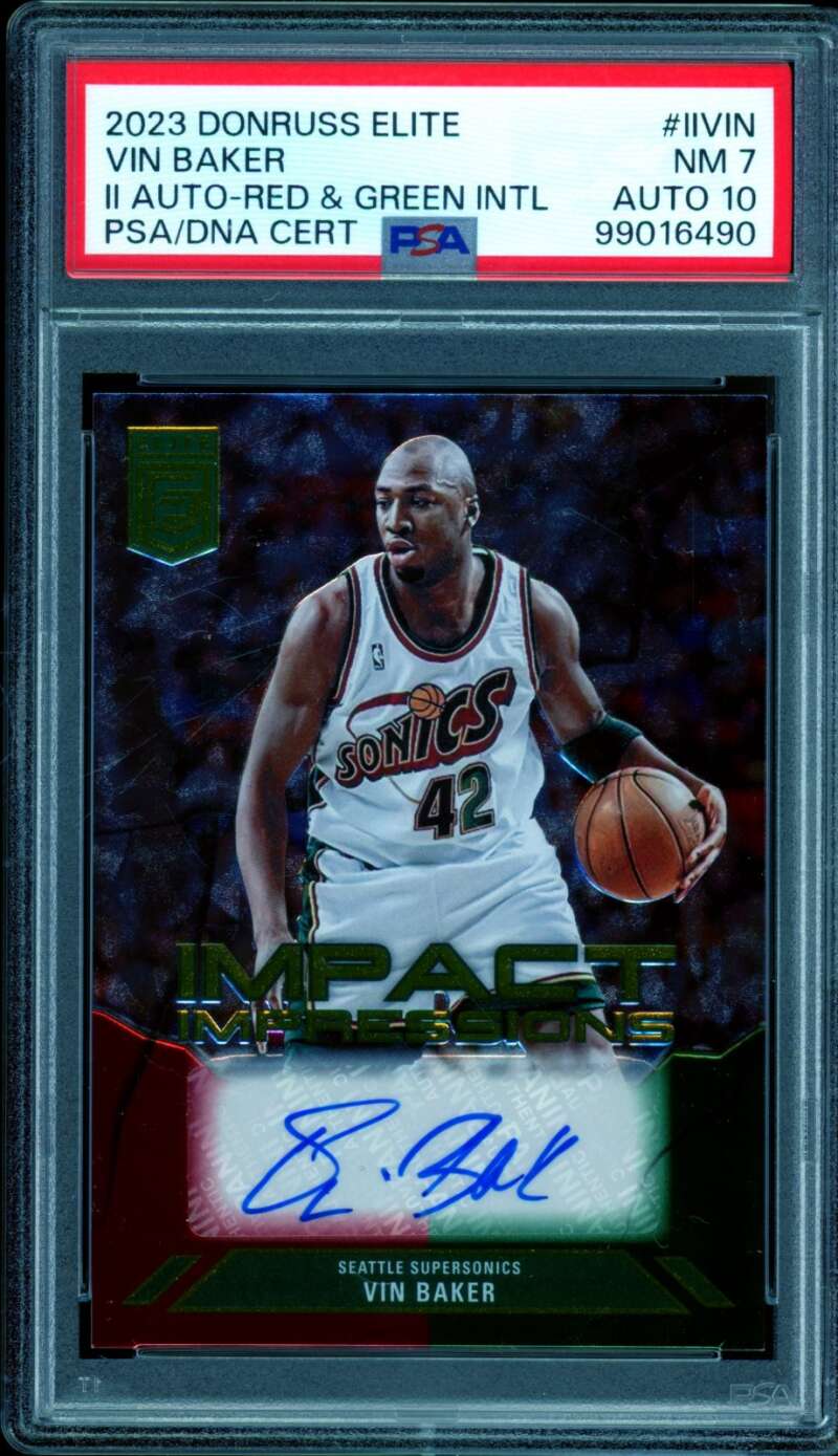 Vin Baker Card 2023 Donruss Elite Auto Red #Iiivin PSA 7 Image 1