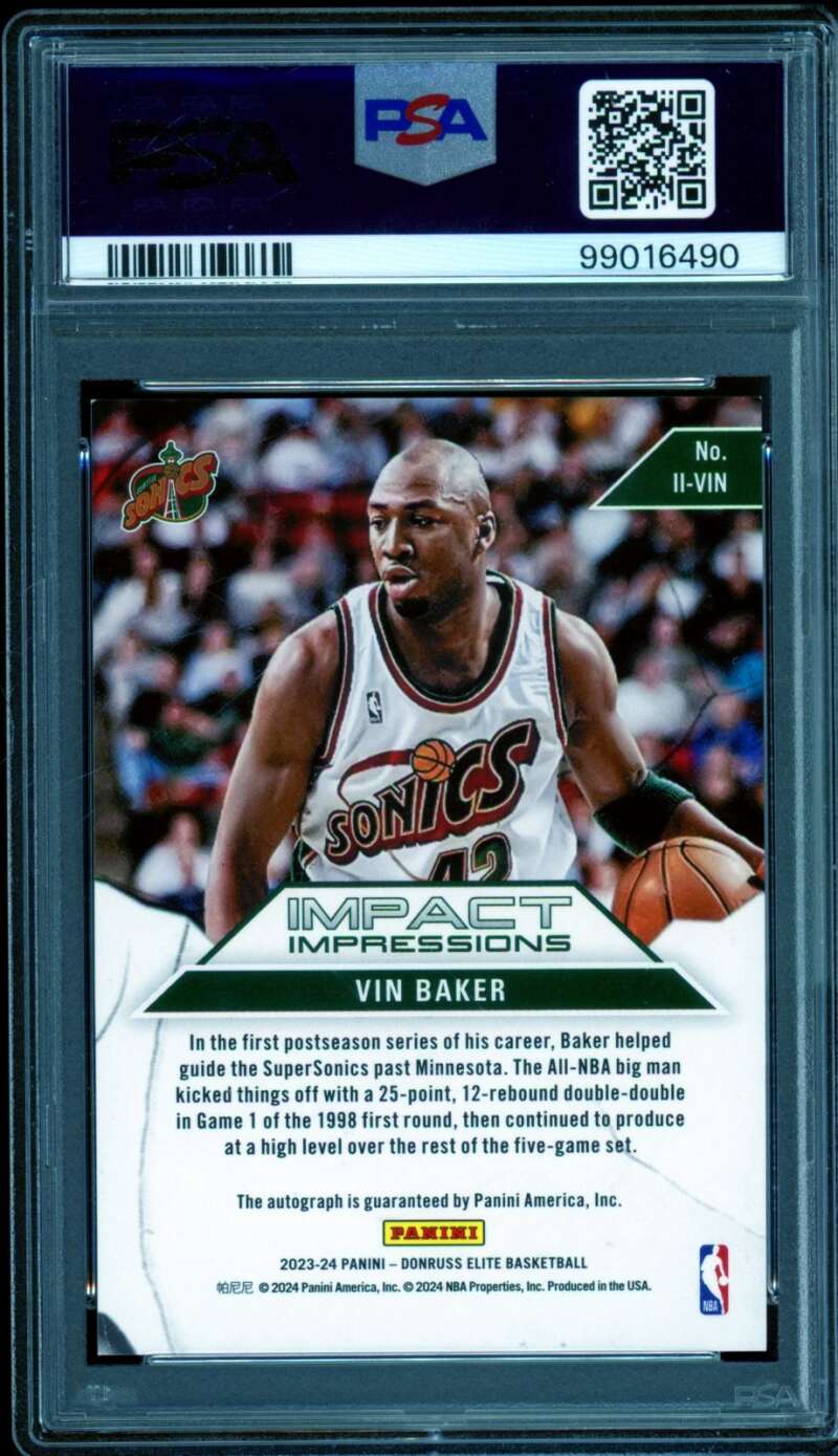 Vin Baker Card 2023 Donruss Elite Auto Red #Iiivin PSA 7 Image 2