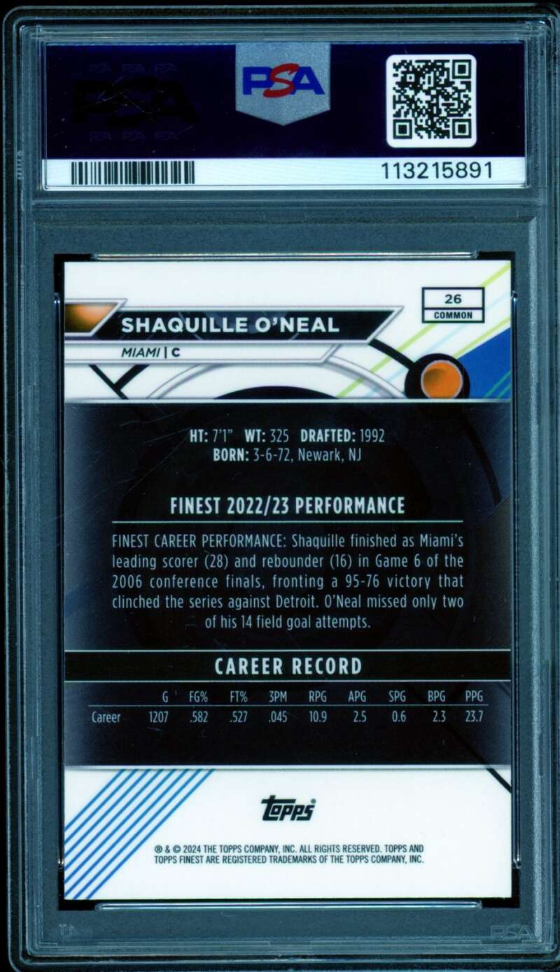 Shaquille O'Neal Card 2023-24 Finest Checkerboard #26 (pop 1) PSA 10 Image 2