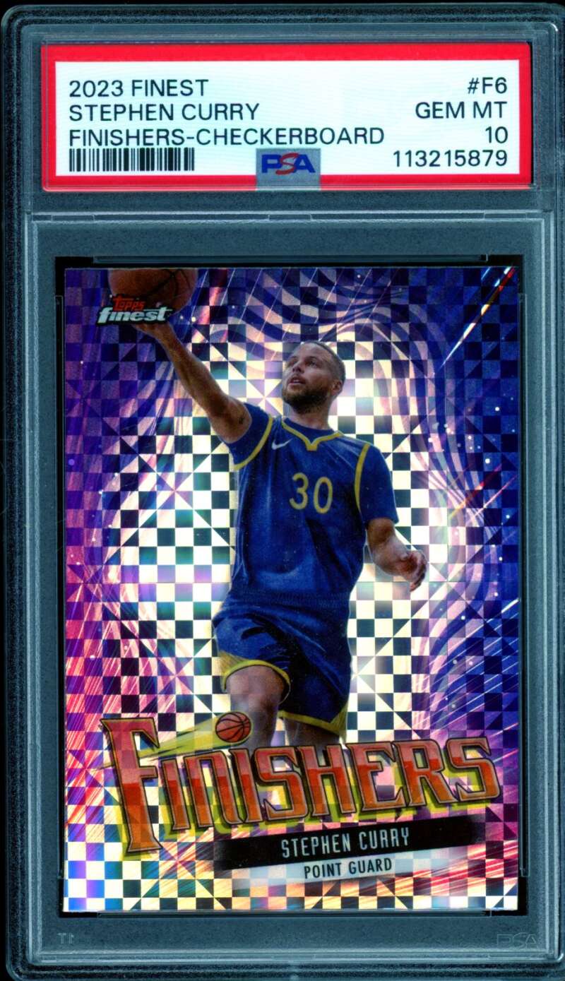 Stephen Curry Card 2023-24 Finest Finishers Checkerboard #F6 (pop 3) PSA 10 Image 1