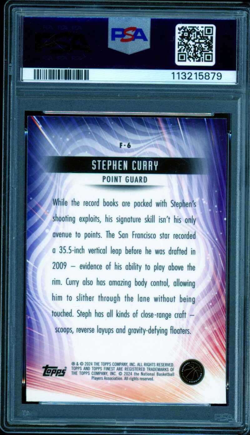 Stephen Curry Card 2023-24 Finest Finishers Checkerboard #F6 (pop 3) PSA 10 Image 2