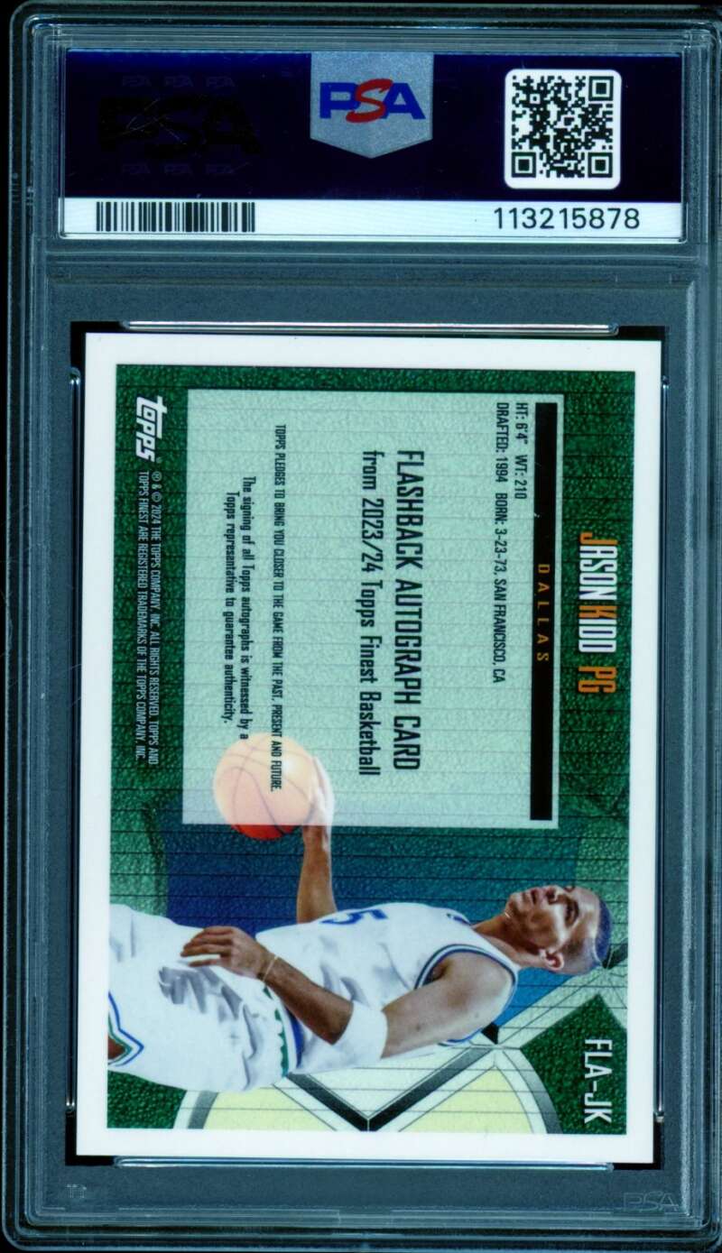 Jason Kidd 2023-24 Finest Flashback Auto Gold Refractor (22/50) #Flajk PSA 10 Image 2