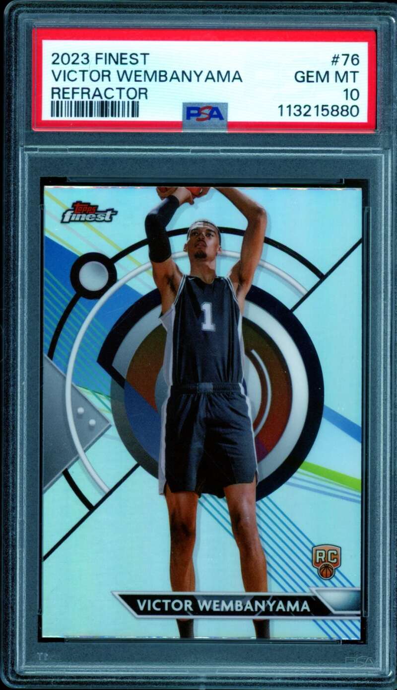 Victor Wembanyama Rookie Card 2023-24 Finest Refractor #76 (pop 23) PSA 10 Image 1