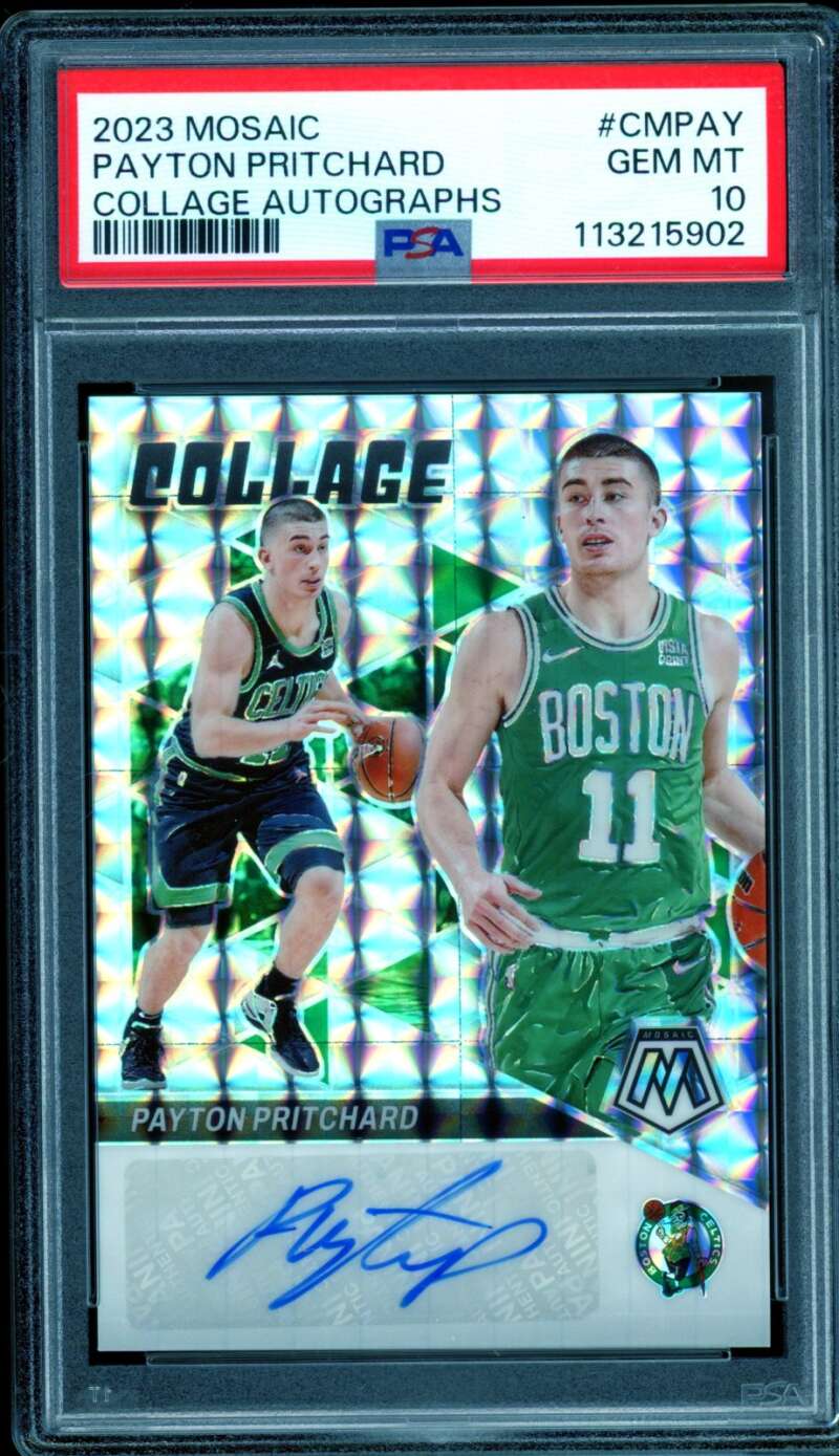 Payton Pritchard Rookie 2023-24 Mosaic Collage Autographs #CMPAY (pop 4) PSA 10 Image 1