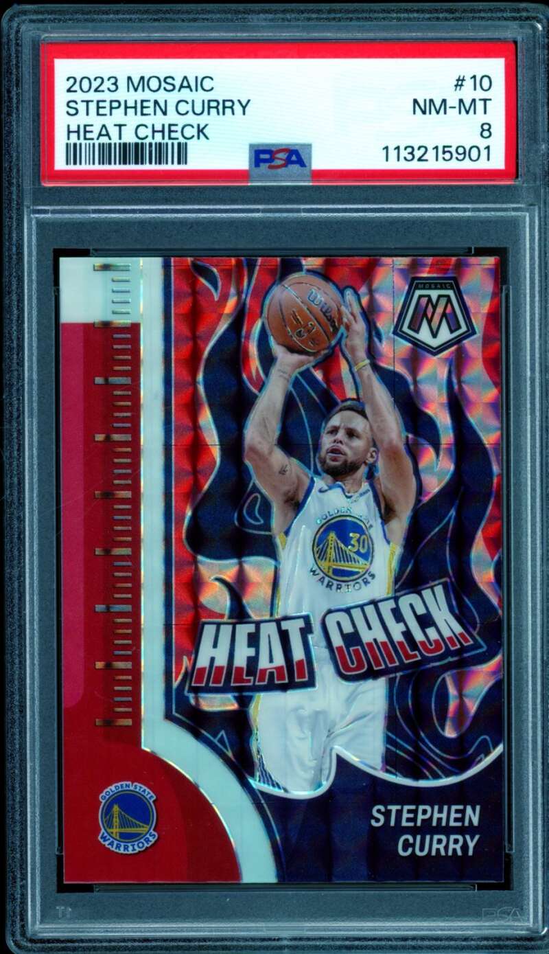 Stephen Curry Card 2023-24 Mosaic Heat Check #8 PSA 8 Image 1