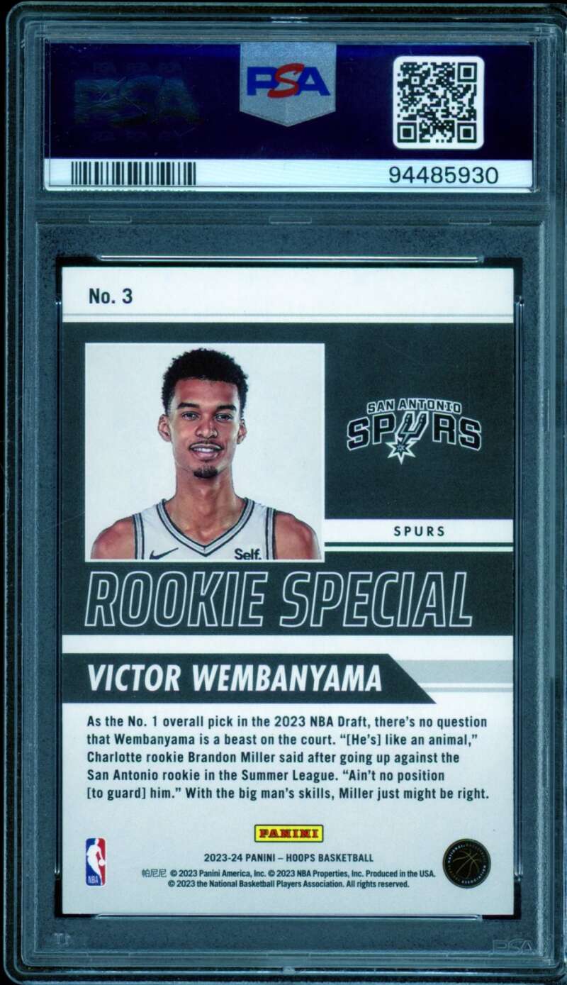Victor Wembanyama Card 2023-24 Hoops Rookie Special #3 PSA 10 Image 2