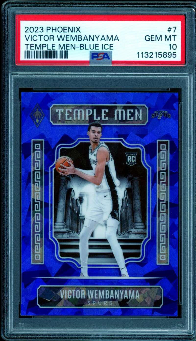 Victor Wembanyama Rookie Card 2023-24 Phoenix Temple Men Blue Ice #7 PSA 10 Image 1