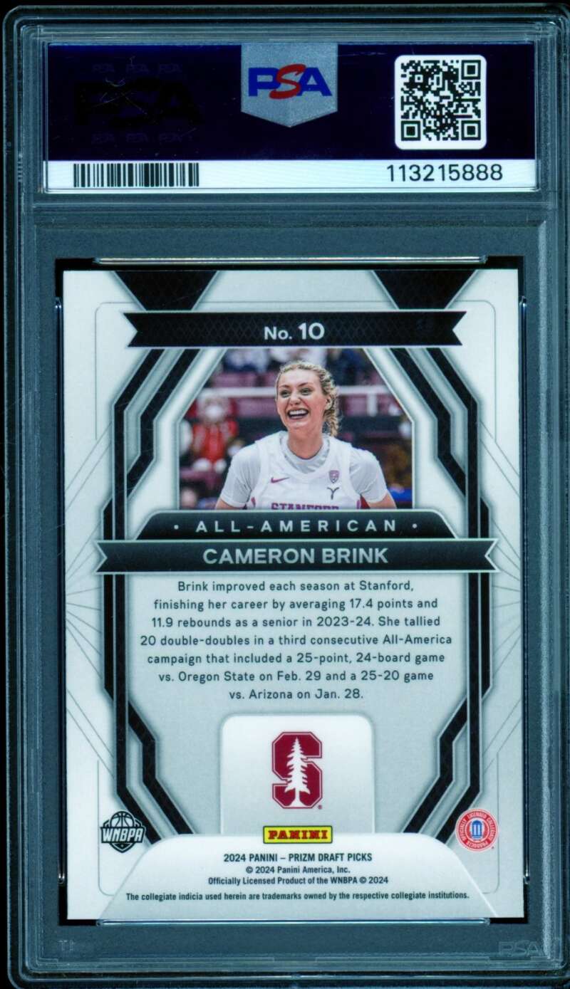 Cameron Brink Rookie Card 2024 Prizm Draft Picks All-American #10 PSA 9 Image 2