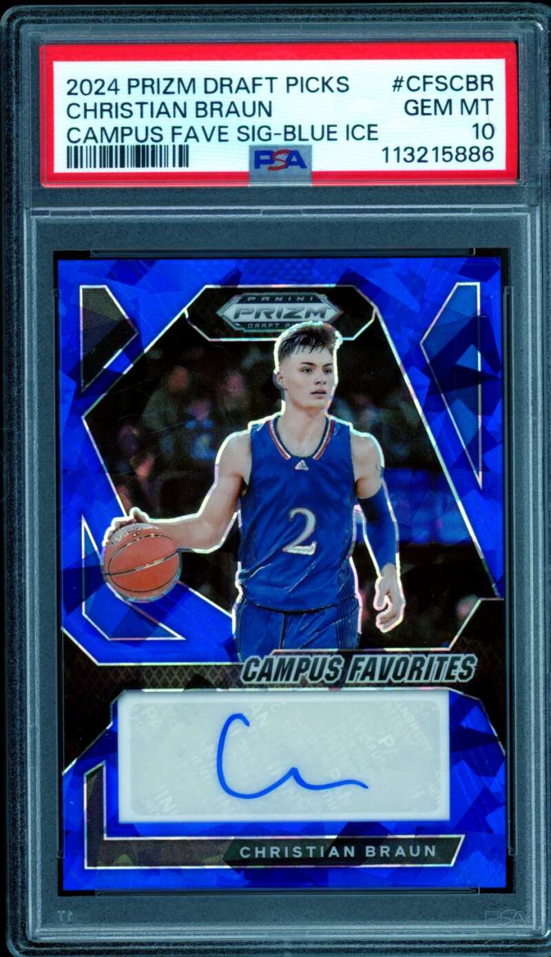 Christian Braun Rookie 2024-25 Prizm Campus Fave Sig Blue #CFSCBR (pop 2) PSA 10 Image 1
