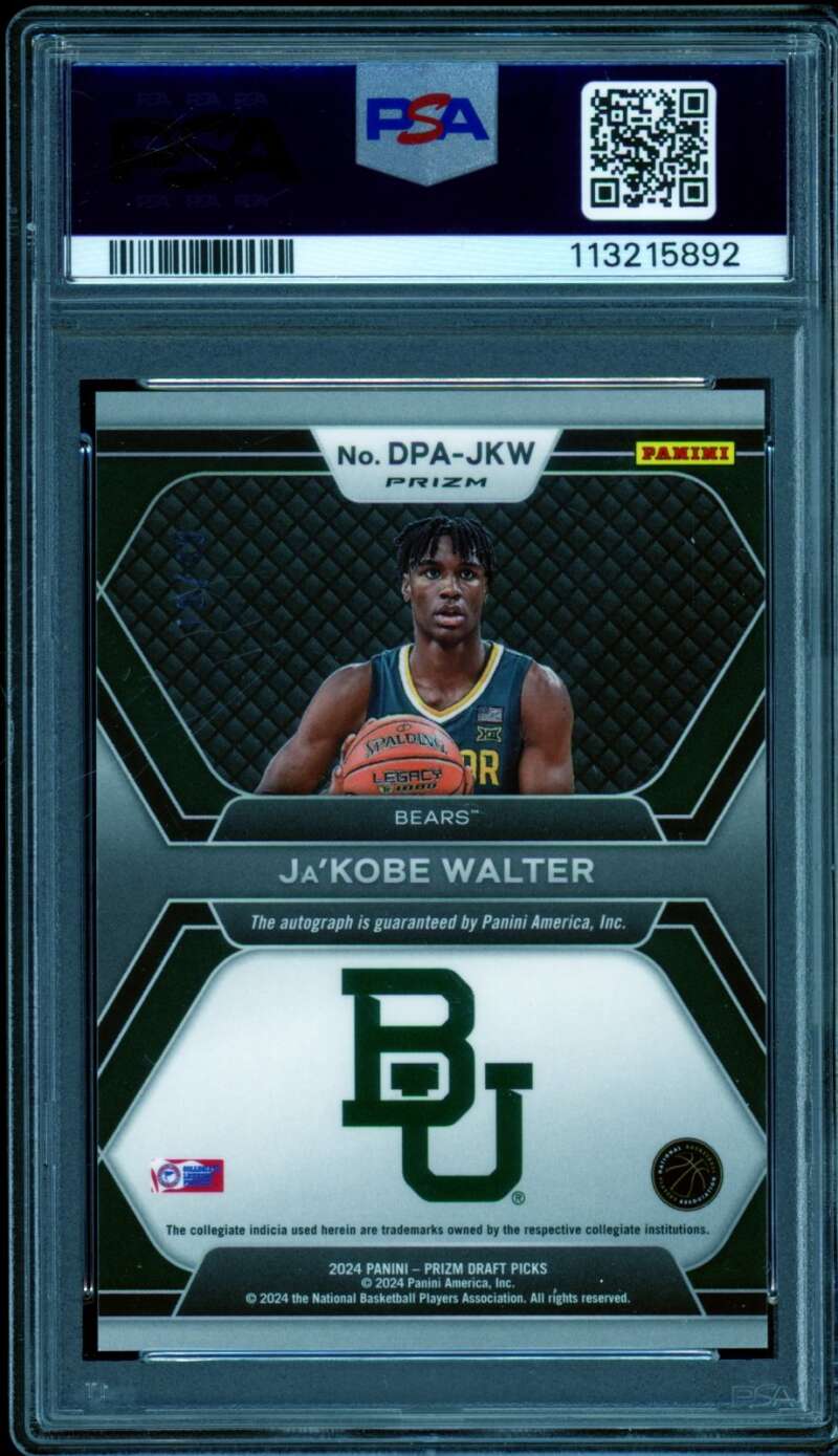 Ja'Kobe Walter Rookie 2024-25 Prizm DP Auto Orange Pulsar #DPAJKW (pop 1) PSA 10 Image 2