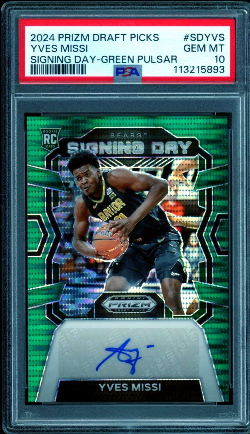 Yves Missi Rookie 2024-25 Prizm DP Signing Day Green (9/25) #vs (pop 1) PSA 10 Image 1