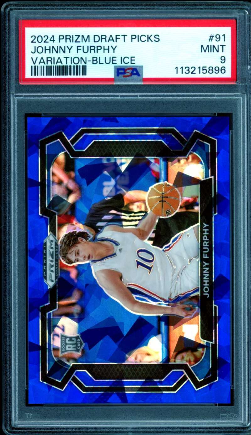 Johnny Furphy Rookie Card 2024-25 Prizm DP Blue Ice Variation (pop 1) #91 PSA 9 Image 1